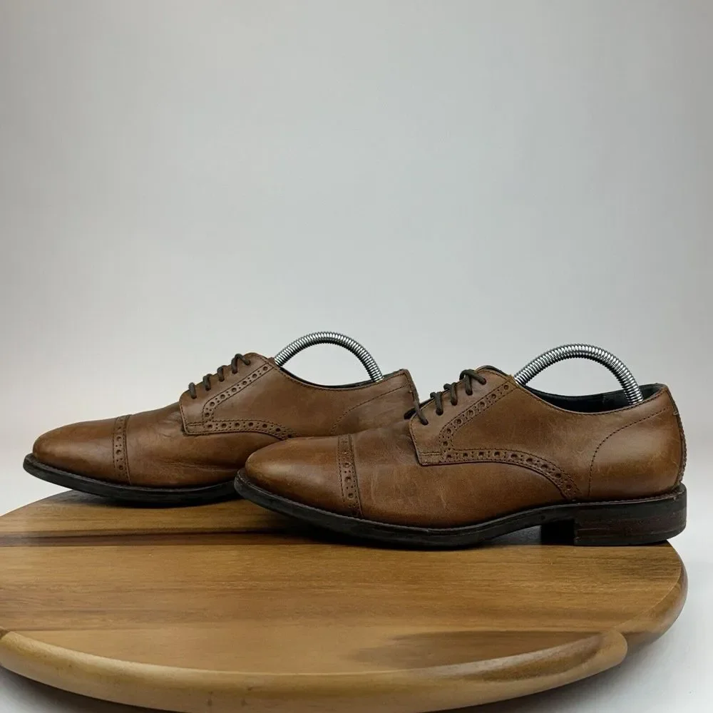 Mens Cole Haan Grand Os Brown Leather‎ Eyelet Cap Toe Oxfords Shoes Size 8 M